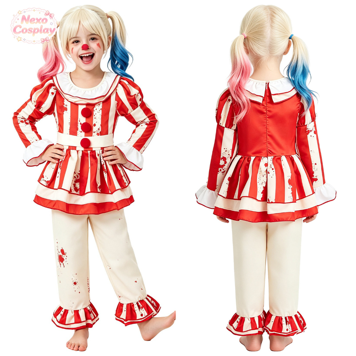 Kids Red White Striped Horror  - đánh giá và giá Anime Cosplay Kid