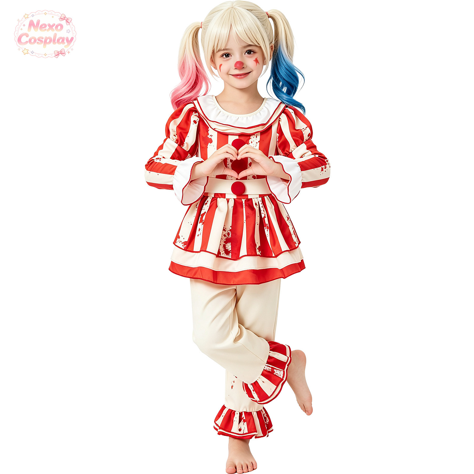 Kids Red White Striped Horror  - đánh giá và giá Anime Cosplay Kid