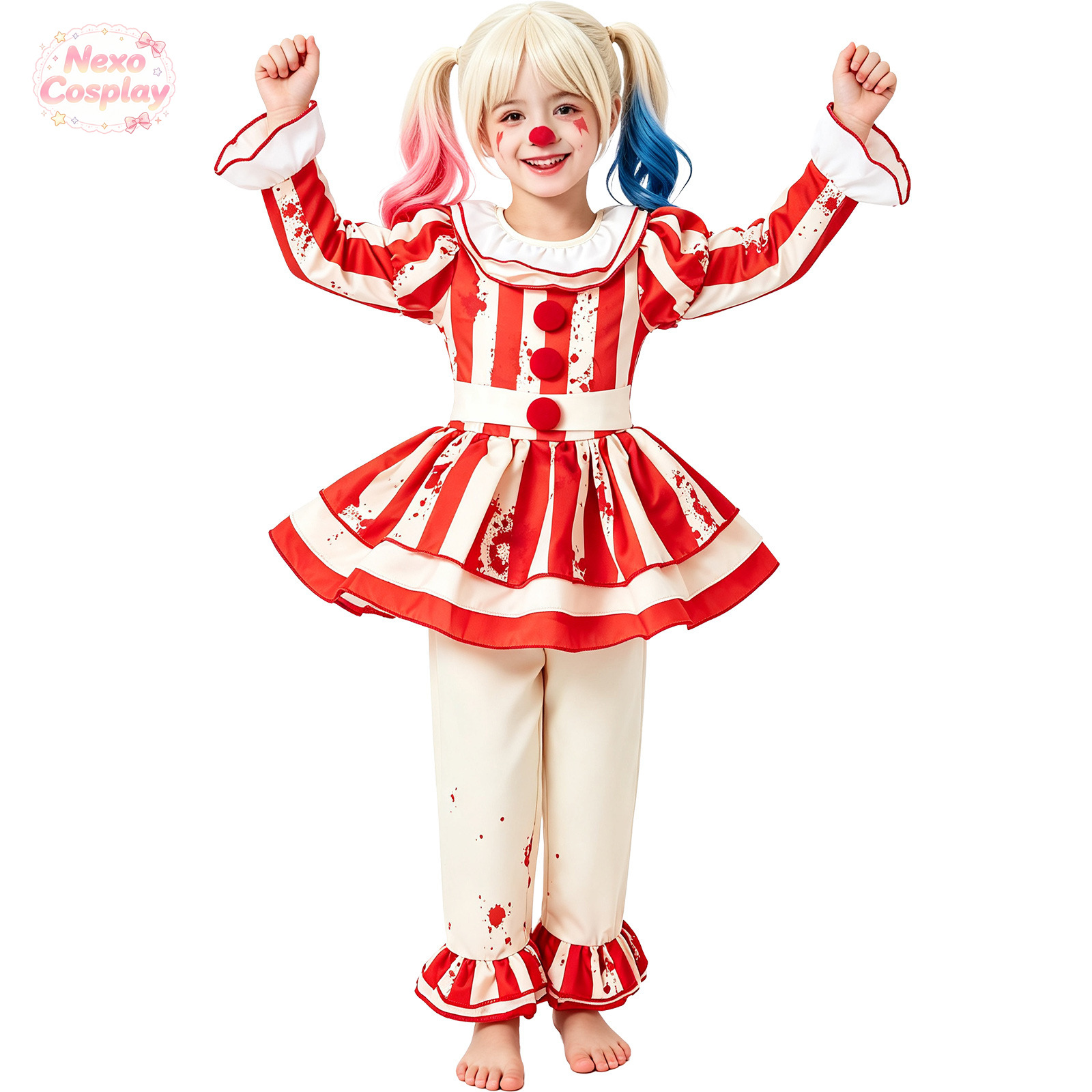 Kids Red White Striped Horror  - đánh giá và giá Anime Cosplay Kid