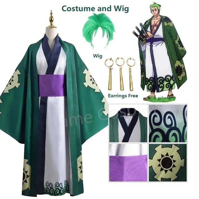 Green Roronoa Zoro Kimono Cosp - đánh giá và giá Anime Cosplay One Piece